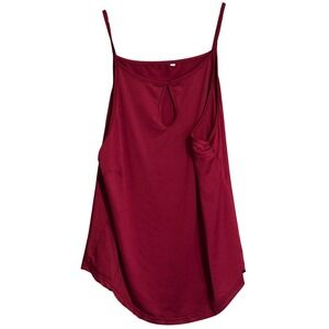 Burgundy High Neck Keyhole Camisole Tank Top Spaghetti Strap XXL Red